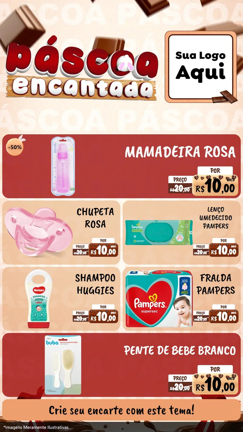 Modelo de TV para TV Vertical com o tema Páscoa Encantada para Bebês