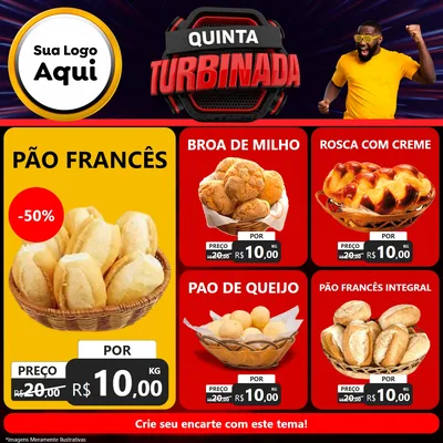 Modelo de Rede Social para Feed Facebook com o tema Quinta Turbinada para Padaria