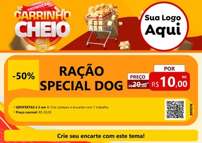 Modelo de Cartaz para Cartaz A4 Horizontal com o tema Promoção carrinho cheio para Pet Shop