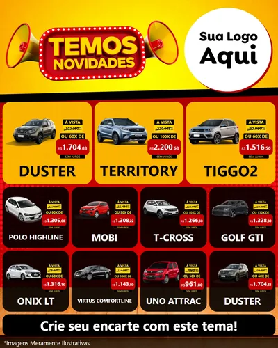 Modelo de Rede Social para Feed Instagram com o tema Temos Novidades para Concessionaria de Carros