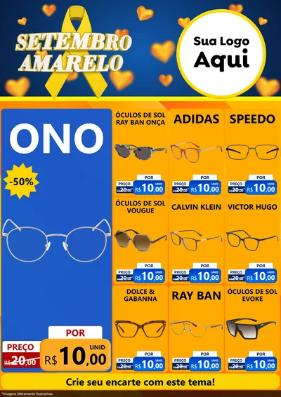 Modelo de Encarte para Encarte A4 Vertical com o tema Setembro Amarelo para Óticas