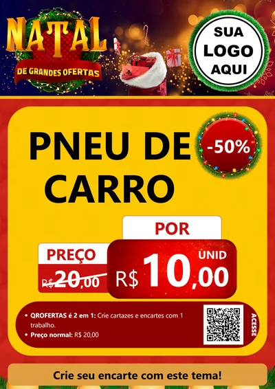 Modelo de Cartaz para Cartaz A4 Vertical com o tema Natal de Grandes Ofertas para Auto peças