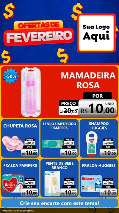 Modelo de Rede Social para Stories com o tema Ofertas de Fevereiro para Bebês
