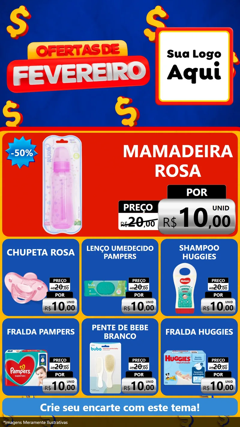 Modelo de Rede Social para Stories com o tema Ofertas de Fevereiro para Bebês