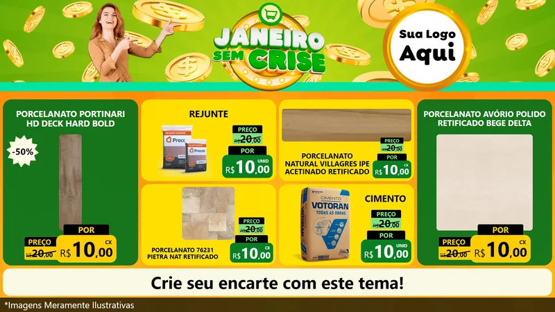 Modelo de TV para TV Horizontal com o tema Janeiro Sem Crise para Pisos e revestimentos