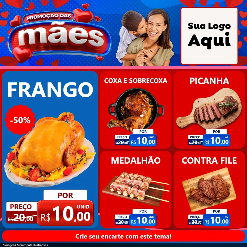 Modelo de Rede Social para Feed Facebook com o tema Promoção das Mães para Assados