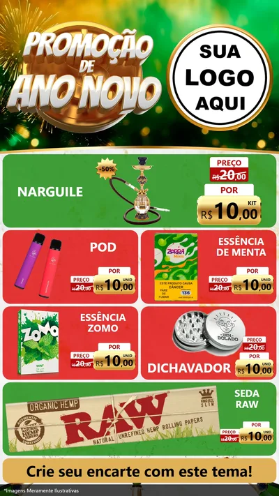 Modelo de TV para TV Vertical com o tema Promoção de Ano Novo para Tabacaria