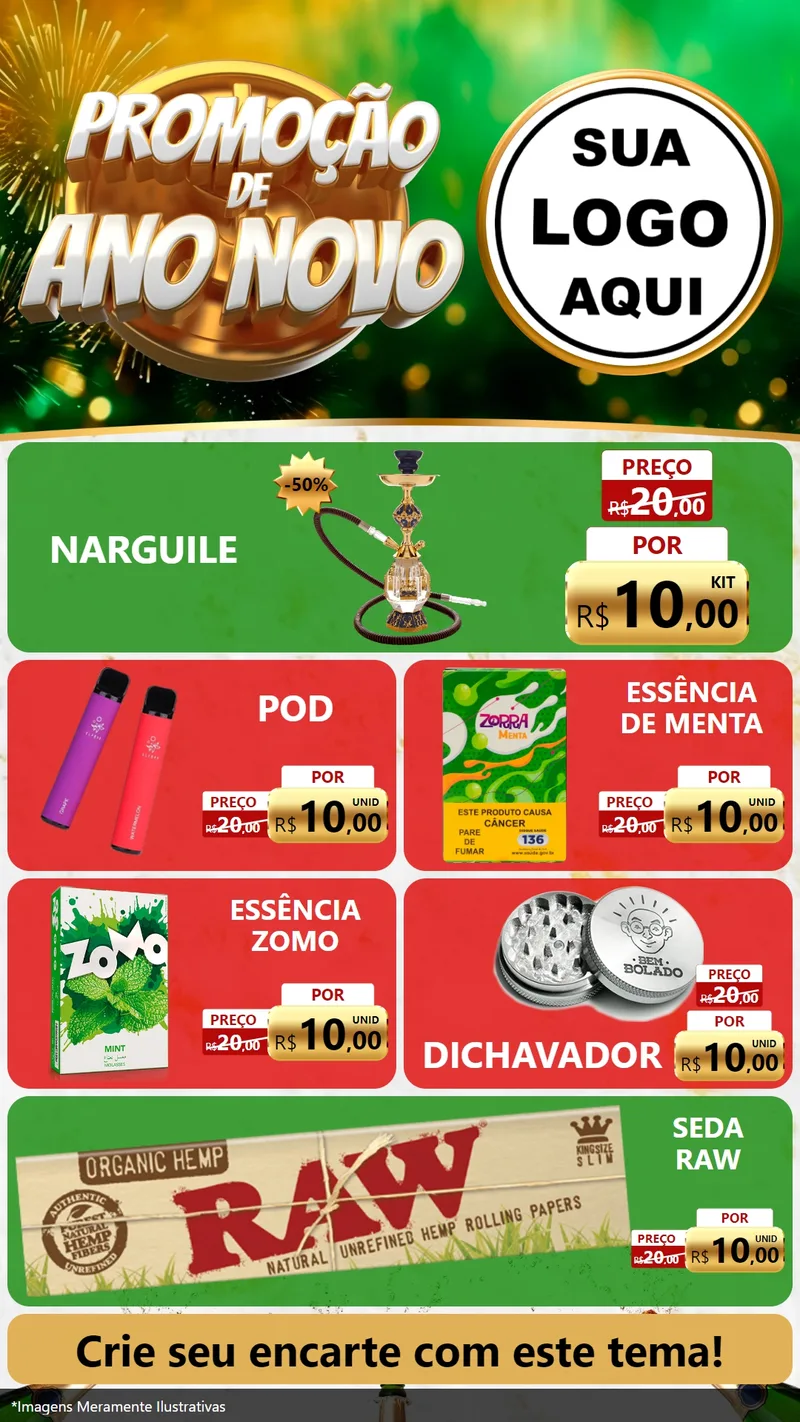 Modelo de TV para TV Vertical com o tema Promoção de Ano Novo para Tabacaria