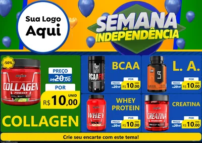 Modelo de Encarte para Encarte A4 Horizontal com o tema Semana da Independência para Suplementos alimentares