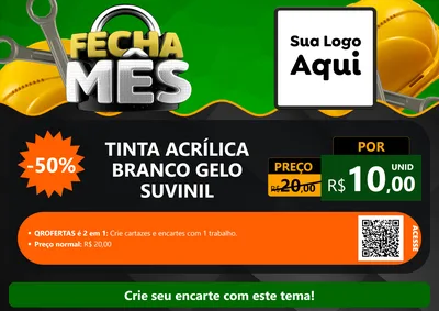 Modelo de Cartaz para Cartaz A4 Horizontal com o tema Fecha Mês para Tintas e Ferramentas