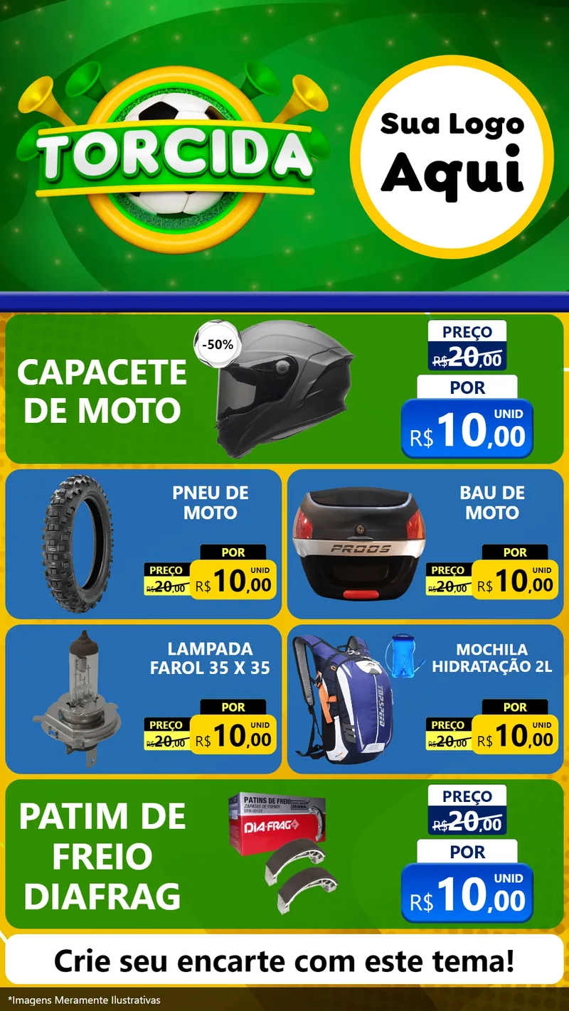 Modelo de TV para TV Vertical com o tema Torcida para Moto peças