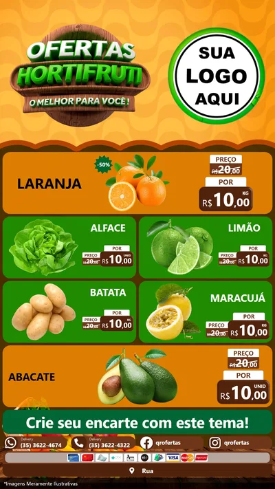 Modelo de TV para TV Vertical com o tema Ofertas Hortifruti - O Melhor Para Você! para Hortifrúti