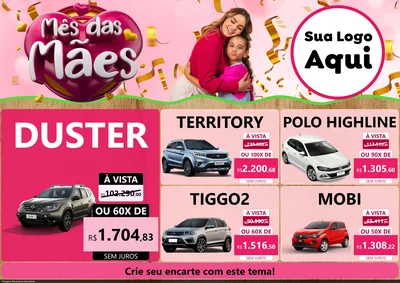 Modelo de Encarte para Encarte A4 Horizontal com o tema Mês das Mães para Concessionaria de Carros