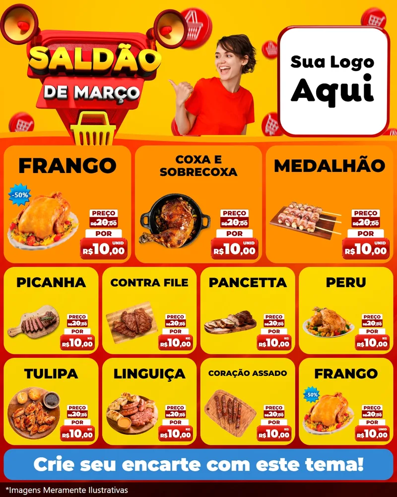 Modelo de Rede Social para Feed Instagram com o tema Saldão de Março para Assados