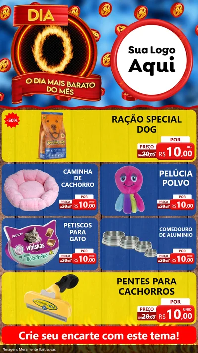 Modelo de TV para TV Vertical com o tema Dia O - O Dia Mais Barato Do Mês para Pet Shop