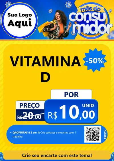 Modelo de Cartaz para Cartaz A4 Vertical com o tema Mês do Consumidor para Farmácia