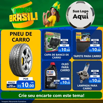 Modelo de Rede Social para Feed Facebook com o tema Vamos Brasil - Copa para Auto peças