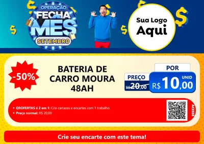 Modelo de Cartaz para Cartaz A4 Horizontal com o tema Operação Fecha Mês Setembro para Baterias Elétricas