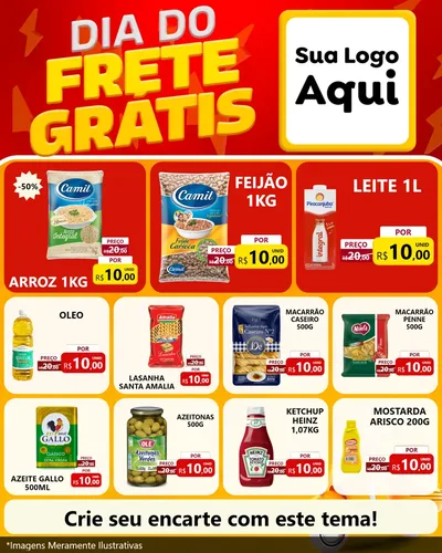 Modelo de Rede Social para Feed Instagram com o tema Dia do Frete Grátis para Supermercado