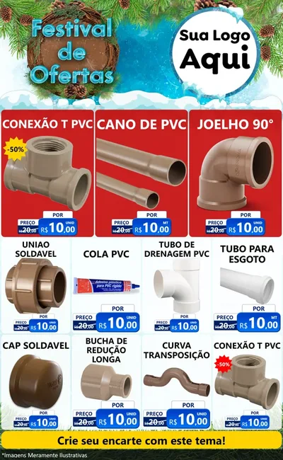 Modelo de Encarte para Encarte Grande com o tema Festival de Ofertas - Inverno para Tubos e conexões