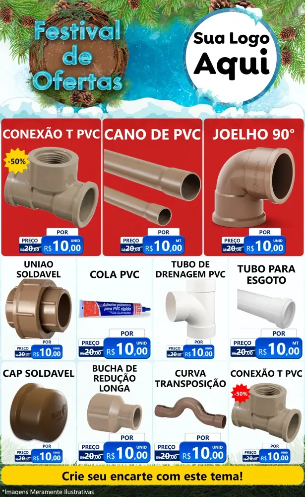 Modelo de Encarte para Encarte Grande com o tema Festival de Ofertas - Inverno para Tubos e conexões