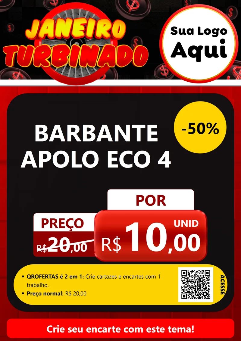 Modelo de Cartaz para Cartaz A4 Vertical com o tema Janeiro Turbinado para Armarinho e Aviamentos