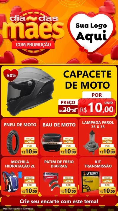 Modelo de Rede Social para Stories com o tema Dia das Mães com Promoção para Moto peças