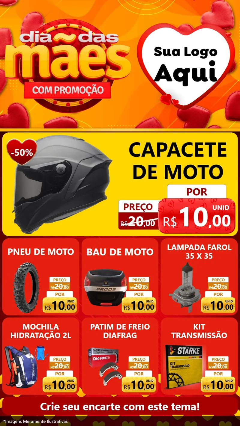 Modelo de Rede Social para Stories com o tema Dia das Mães com Promoção para Moto peças