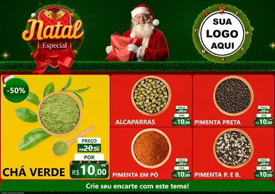 Modelo de Encarte para Encarte A4 Horizontal com o tema Natal Especial para Produtos Naturais