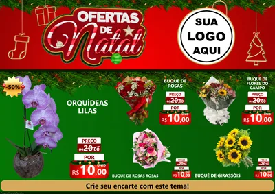 Modelo de Encarte para Encarte A4 Horizontal com o tema Ofertas de Natal para Floricultura e jardim