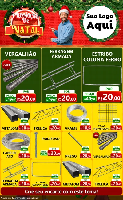 Modelo de Encarte para Encarte Grande com o tema Promoção de Natal para Ferragens