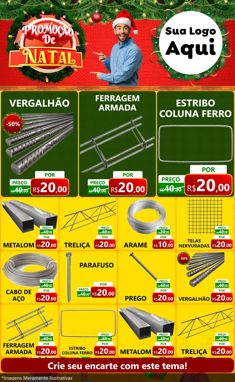 Modelo de Encarte para Encarte Grande com o tema Promoção de Natal para Ferragens