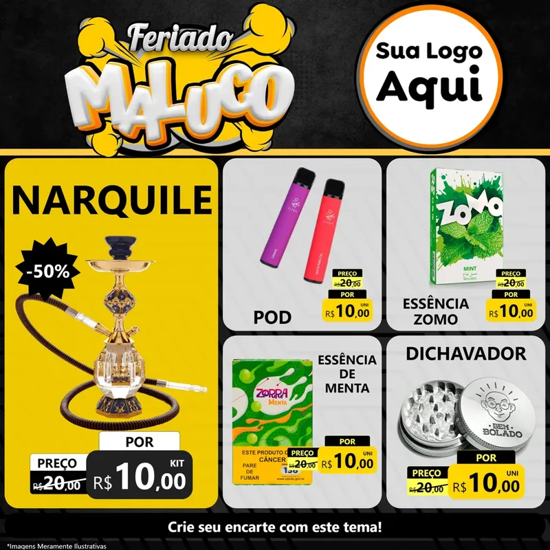 Modelo de Rede Social para Feed Facebook com o tema Feriado Maluco para Tabacaria