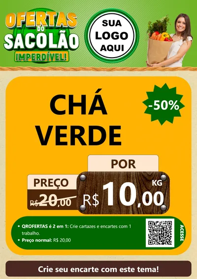 Modelo de Cartaz para Cartaz A4 Vertical com o tema Ofertas do Sacolão Imperdível! para Produtos Naturais