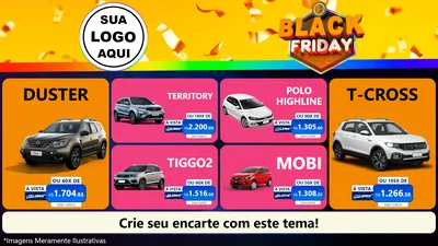 Modelo de TV para TV Horizontal com o tema Black Friday para Concessionaria de Carros