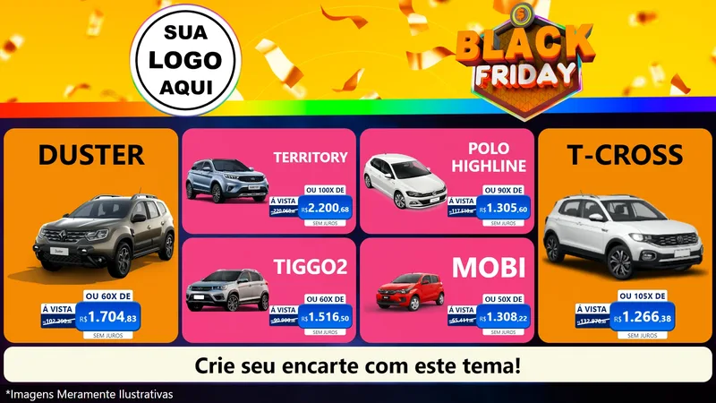 Modelo de TV para TV Horizontal com o tema Black Friday para Concessionaria de Carros