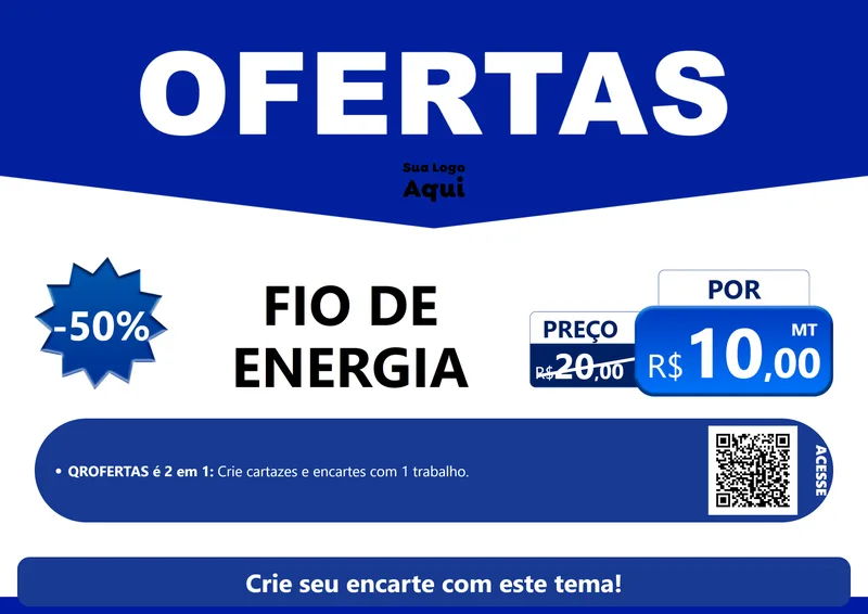 Modelo de Cartaz para Cartaz A4 Horizontal com o tema Ofertas Azul Cartaz para Materiais Elétricos
