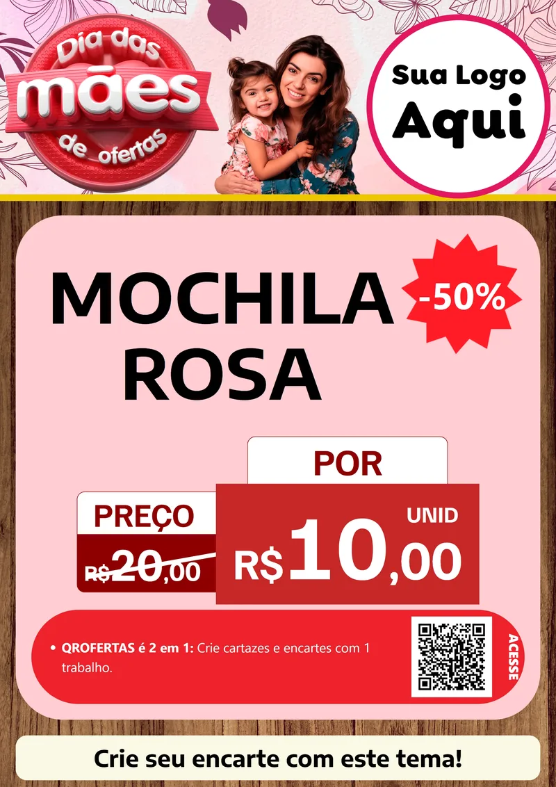 Modelo de Cartaz para Cartaz A4 Vertical com o tema Dia Das Mães De Ofertas para Papelaria