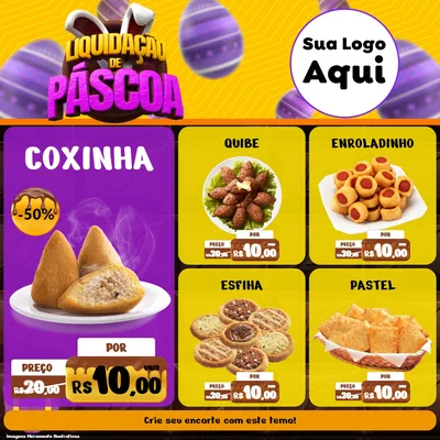Modelo de Rede Social para Feed Facebook com o tema Liquidação de Páscoa para Salgadaria