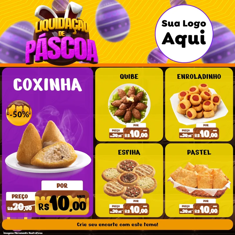 Modelo de Rede Social para Feed Facebook com o tema Liquidação de Páscoa para Salgadaria