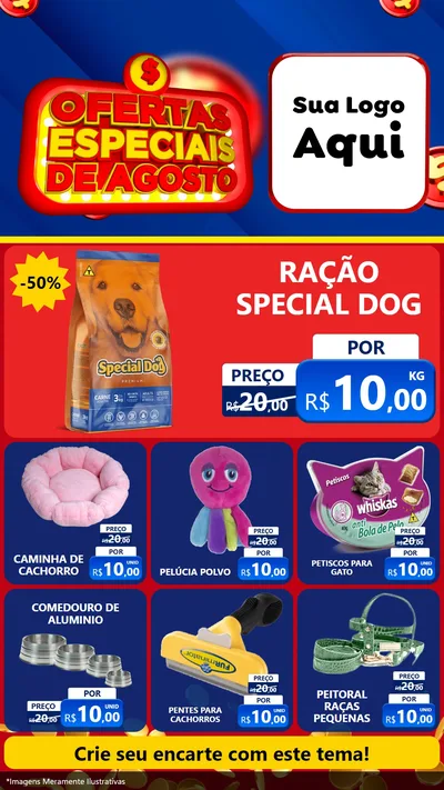 Modelo de Rede Social para Stories com o tema Ofertas Especiais de Agosto para Pet Shop