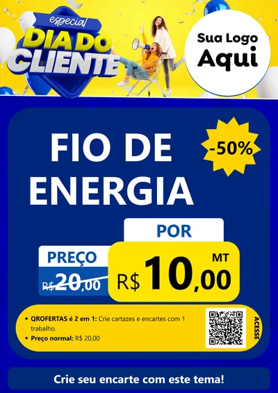 Modelo de Cartaz para Cartaz A4 Vertical com o tema Especial Dia do Cliente para Materiais Elétricos