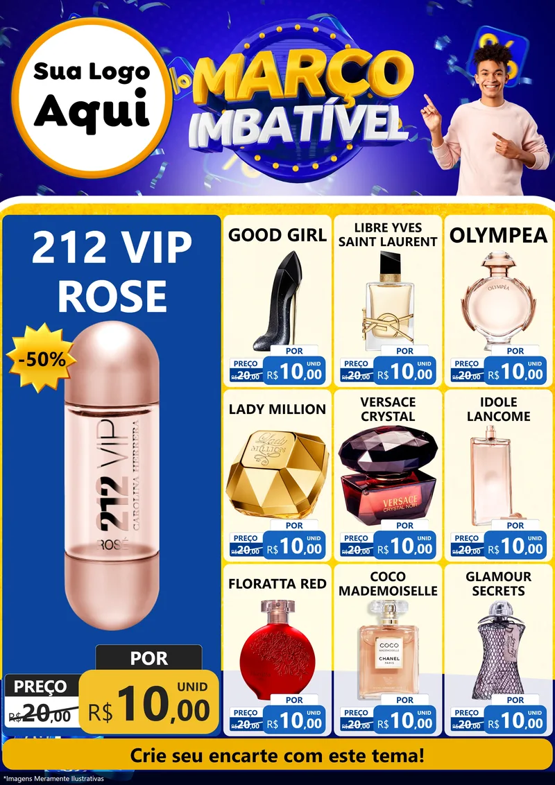Modelo de Encarte para Encarte A4 Vertical com o tema Março Imbatível para Perfumes