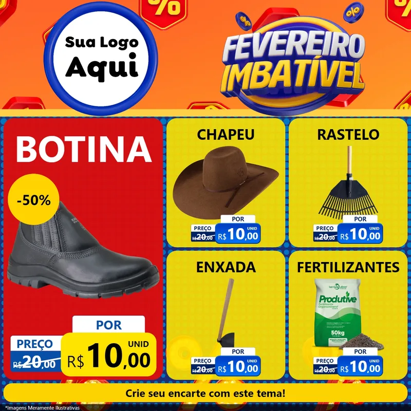 Modelo de Rede Social para Feed Facebook com o tema Fevereiro Imbatível para Agropecuária