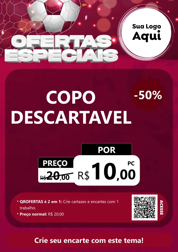 Modelo de Cartaz para Cartaz A4 Vertical com o tema Ofertas Especiais - Futebol para Embalagens