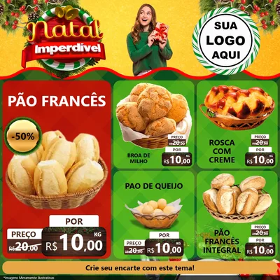 Modelo de Rede Social para Feed Facebook com o tema Natal Imperdível para Padaria
