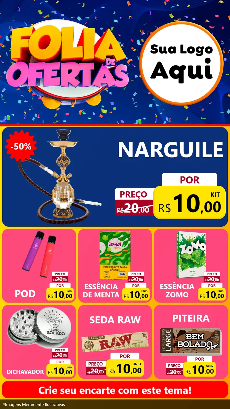 Modelo de Rede Social para Stories com o tema Folia de Ofertas para Tabacaria