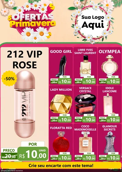 Modelo de Encarte para Encarte A4 Vertical com o tema Ofertas de Primavera para Perfumes