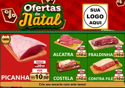 Modelo de Encarte para Encarte A4 Horizontal com o tema Ofertas de Natal para Açougue