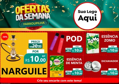 Modelo de Encarte para Encarte A4 Horizontal com o tema Ofertas da Semana Farroupilha para Tabacaria